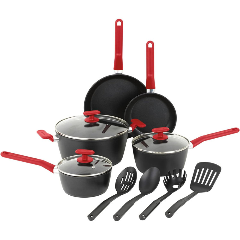 Ensemble de batterie de cuisine en aluminium 12 pièces