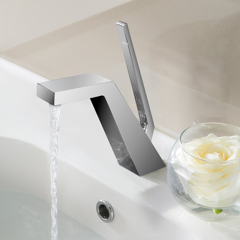 Robinet de lavabo de salle de bain monotrou monocommande en laiton massif, Chrome