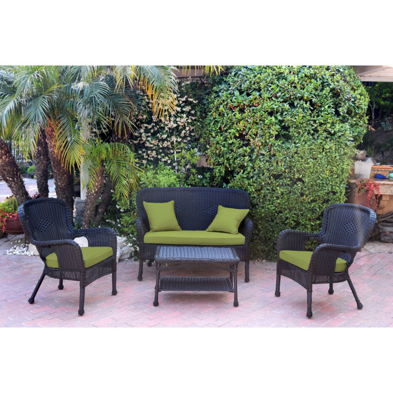 Ensemble de canapé avec coussins 4 pièces Bellas, Vert, Noir