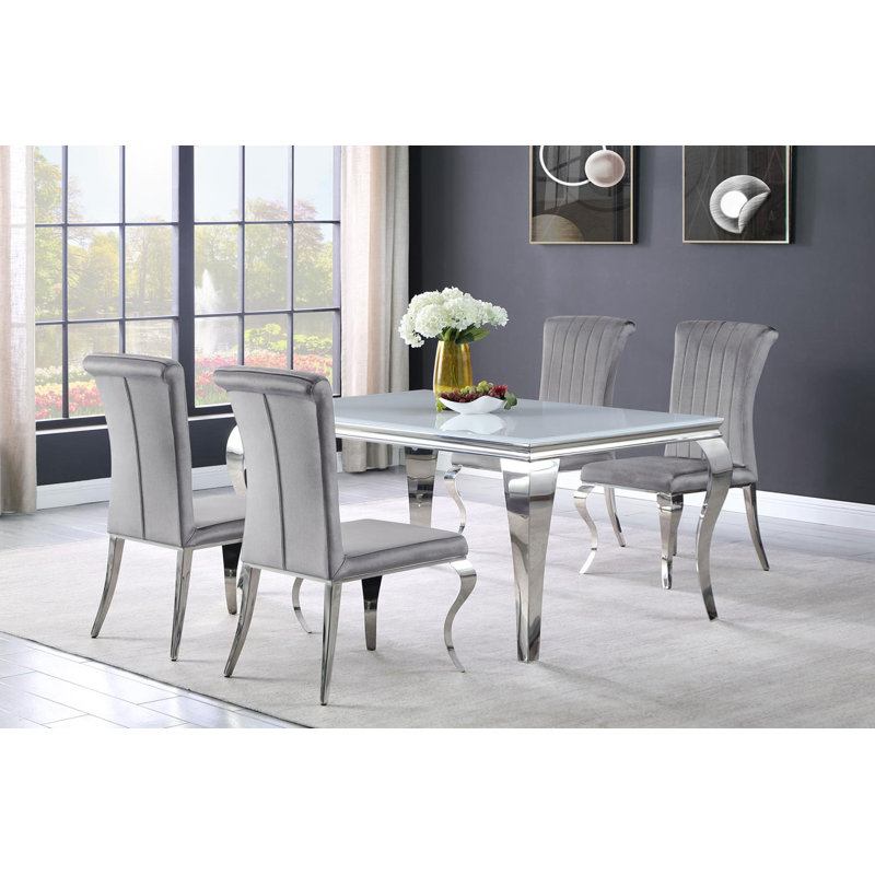 Chaise d'appoint rembourrée en velours Javery, Gris