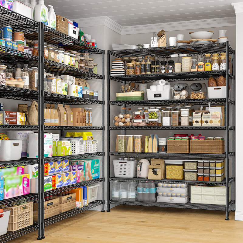 Étagère en fil métallique de 45 po, support de rangement réglable en acier pour le garage, la cuisine et le garde-manger