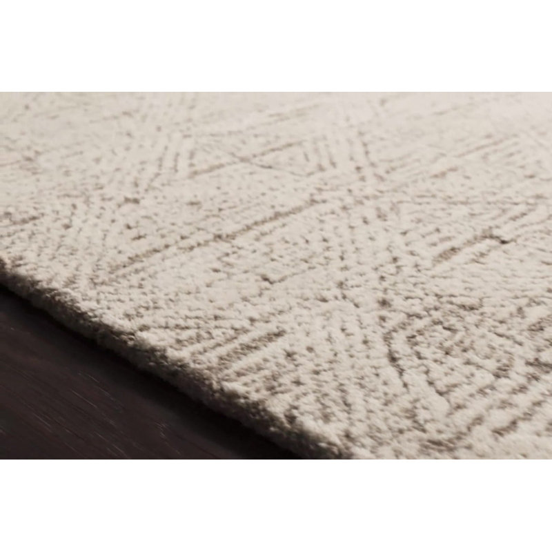 Ivory Hand-Tufted Wool Geometric 12' x 15' Rug