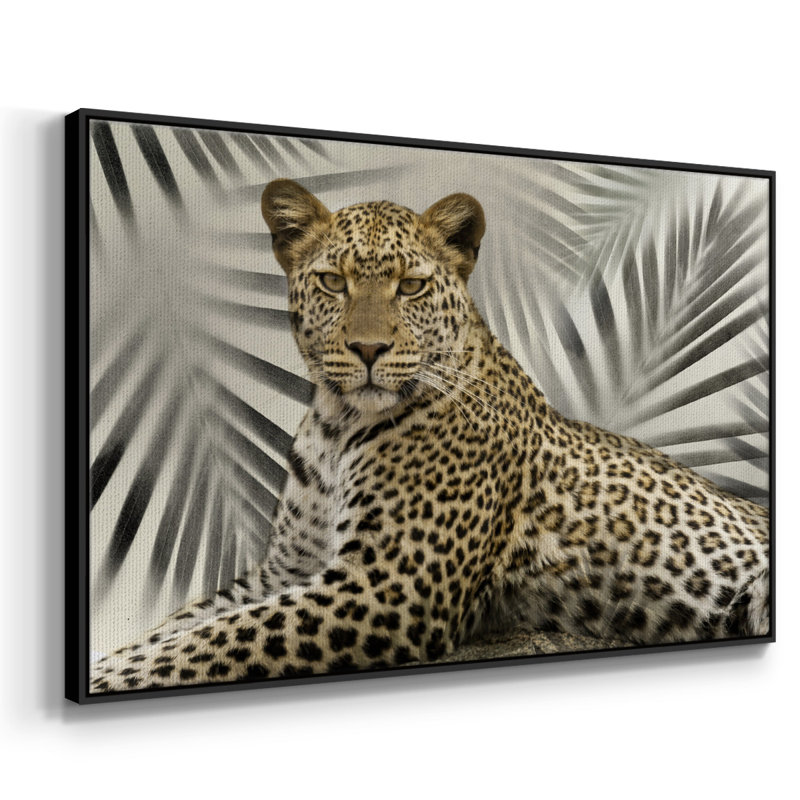 Boho Cheetah, peinture sur toile encadrée, Cadre noir, H 27 po x l 41 po x P 2 po