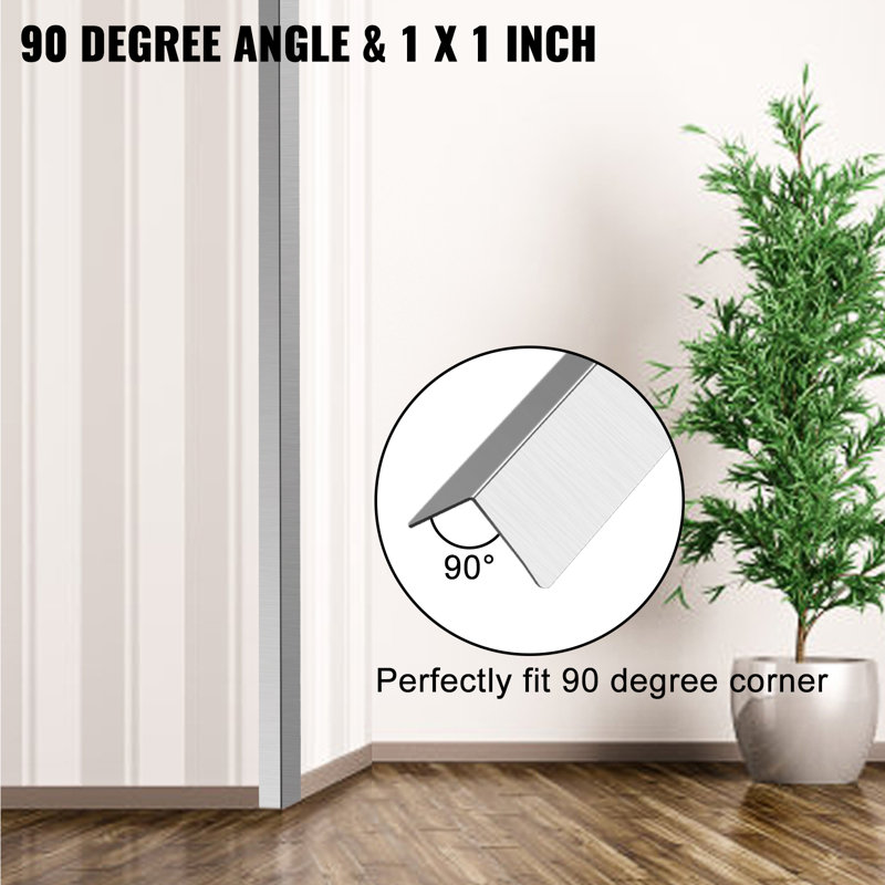 Protecteur de coin mural en acier inoxydable 0,5 x 0,5 x 48 pouces VEVOR, H 48 po x l 1 po x P 1 po