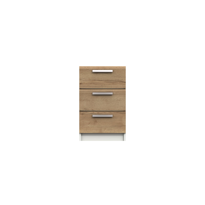 Harvey-Lee 38cm W Manufactured Wood Bedside Table, White/Natural Rustic Oak