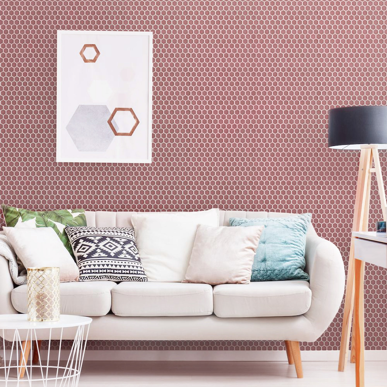 Tribeca 1" Porcelain Mosaic Tile, Blush