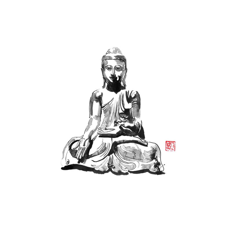 Buddha by Péchane - Painting on Canvas, Wrapped Canvas, 66.04 cm H x 45.72 cm W x 1.91 cm D