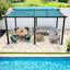 11x16 FT Retractable Aluminum Pergola with Lake Blue Canopy for Patio,Garden