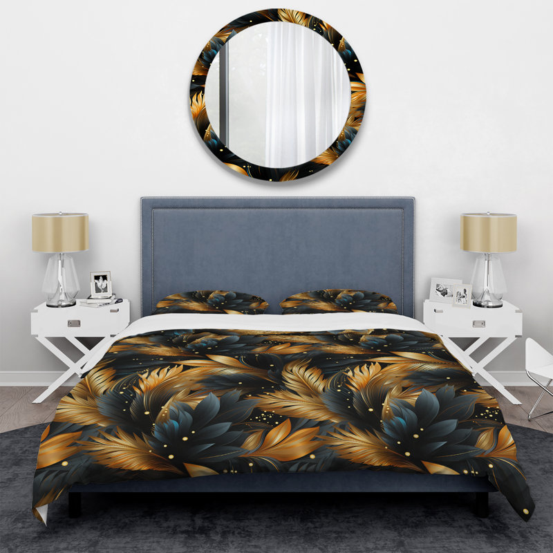 Hollywood Opulent Charm Gold And Black IV - Ensemble de housse de couette Glam
