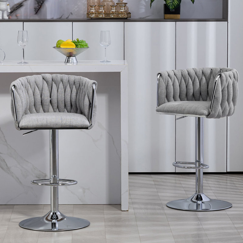 Ensemble de 2 tabourets de bar pivotants et réglables à hauteur de comptoir, Gris