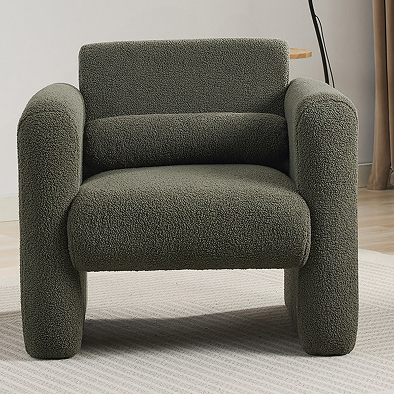 Chaise d'appoint moderne rembourrée en tissu Sherpa, Vert algue