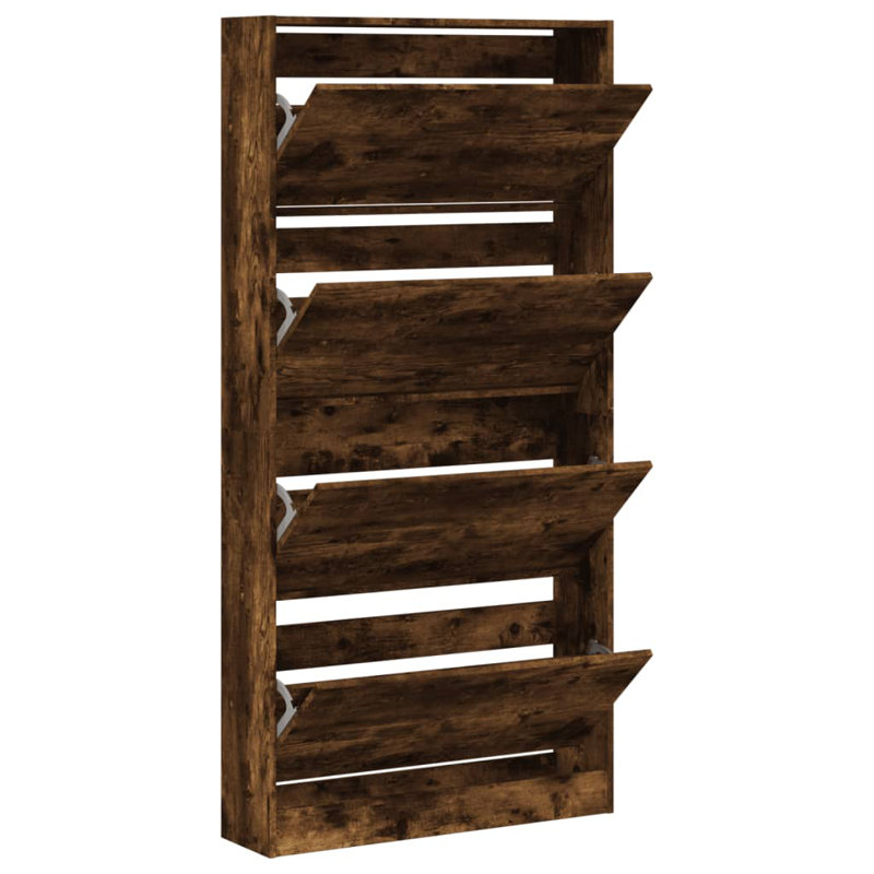 12 Pair Shoe Storage Cabinet, Smoked Oak