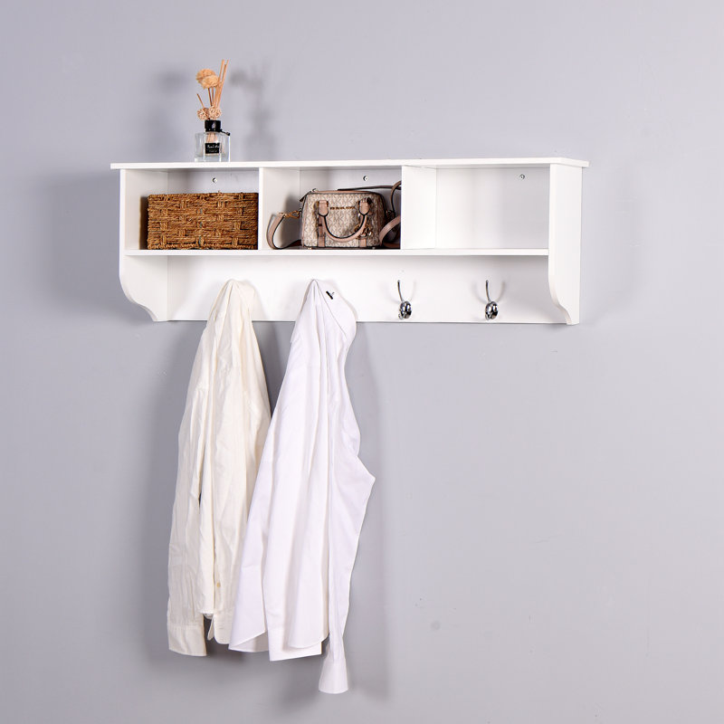 Portemanteau mural blanc avec 4 crochets doubles