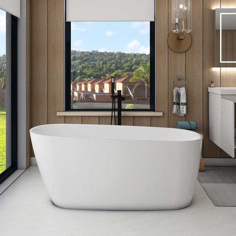 59“ Freestanding Soaking Acrylic Bathtub