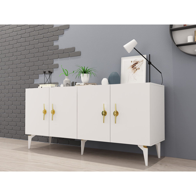 Catena Modern White Console Table, 100% Melamine Coated Particle Board, Thickness: 0.7 inches | Multiple Shelves, Wall-Mountable Design | Perfect for Living Room, Entryway & Office Spaces