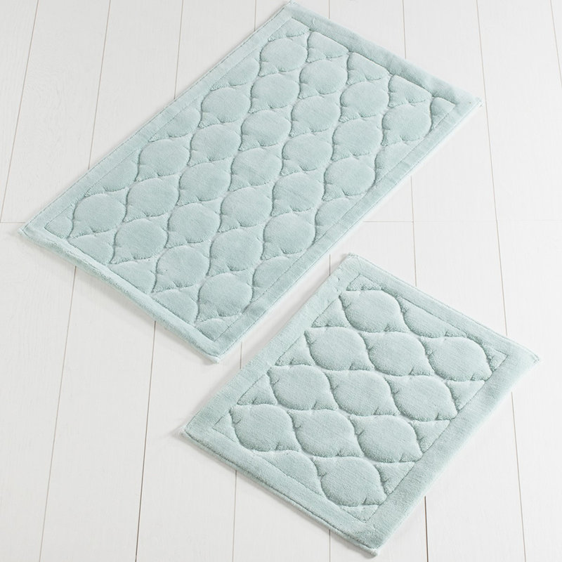 Luxurious Cotton Bathmat Set (2 Pieces), Mint Color | Antibacterial and Non-Slip Underside | 19.7 x 23.6 inches & 23.6 x 39.4 inches | 100% Cotton, 1.76 lbs/sq yd | Machine Washable at 86°F, Soft & Durable
