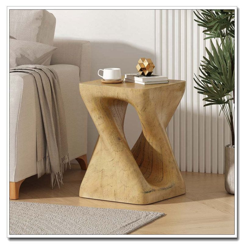 Table d'appoint MGO, texture semblable au bois, utilisation intérieure / extérieure, Naturel