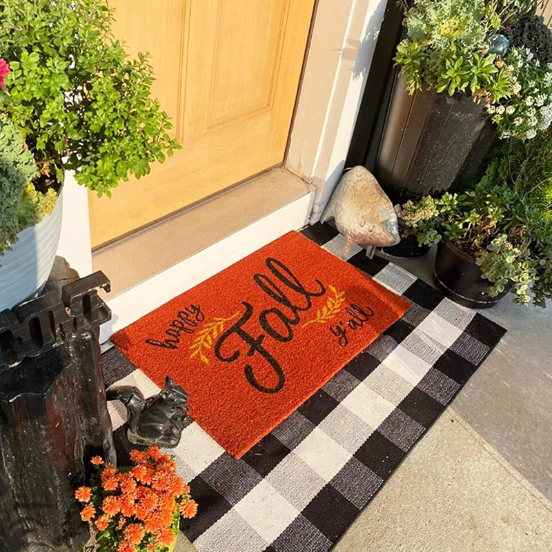 Tapis en coton à carreaux Buffalo - noir et blanc - lavable, motif à carreaux, intérieur / extérieur, style maison de campagne