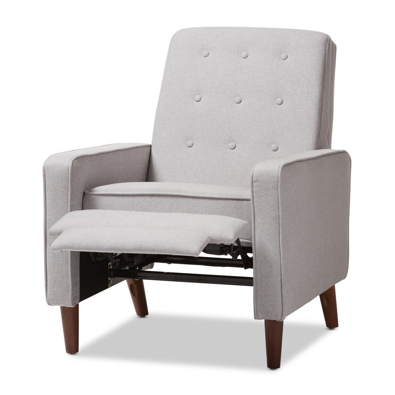Mathias Light Gray Manual Reclining Mid-Century Arm Chair