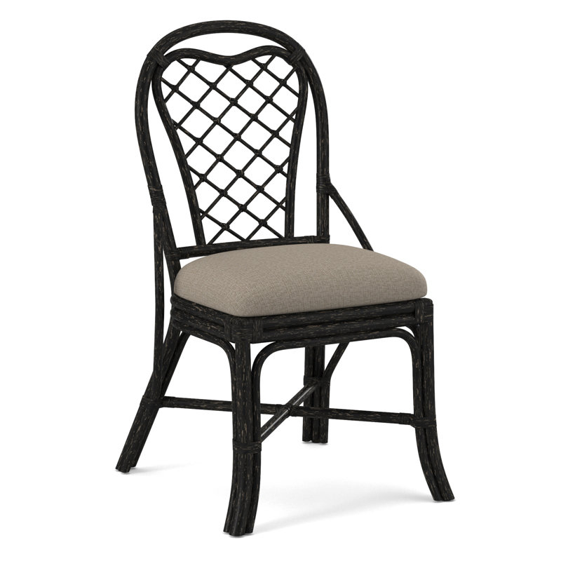 Chaise à dossier Trellis, Tissu beige performant - 0851-73, Noir antique