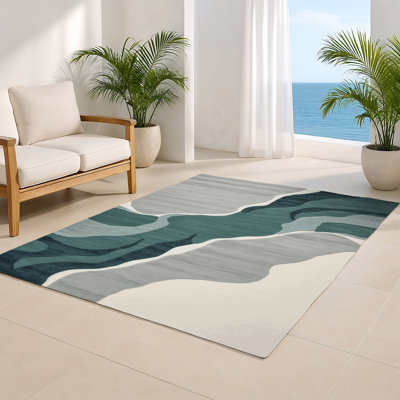 Tapis intérieur et extérieur vert Watercolor