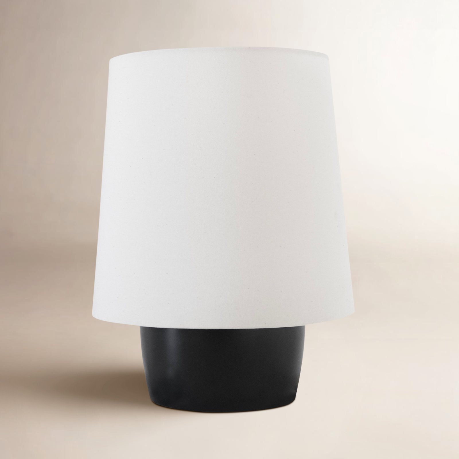 Dan 14" Modern Classic LED Table Lamp With Cream Tapered Drum Shade And Heavy Ceramic Base - Light Bulb Included