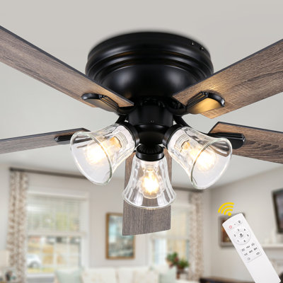 Ventilateur de plafond encastrable 60 po avec 3 lumières et télécommande, grand ventilateur de plafond réversible à moteur à courant continu de 60 po pour profil bas
