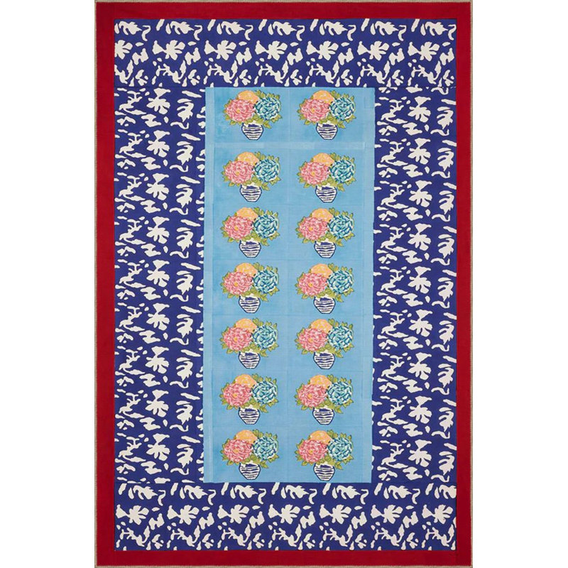 Blue Colored Heart Patterned Modern Geometric Woven Floor Carpet, Rectangle 2'4" x 4'