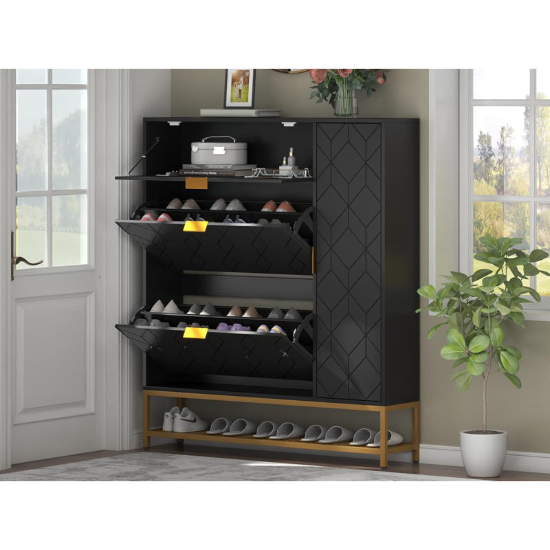 Self Standing Tilted Bucket Shoe Rack Organizer