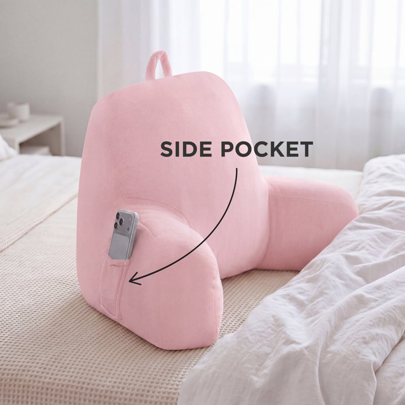 The Sheet Lab Plush Backrest Pillows, Pink, 30" x 17" x 17"