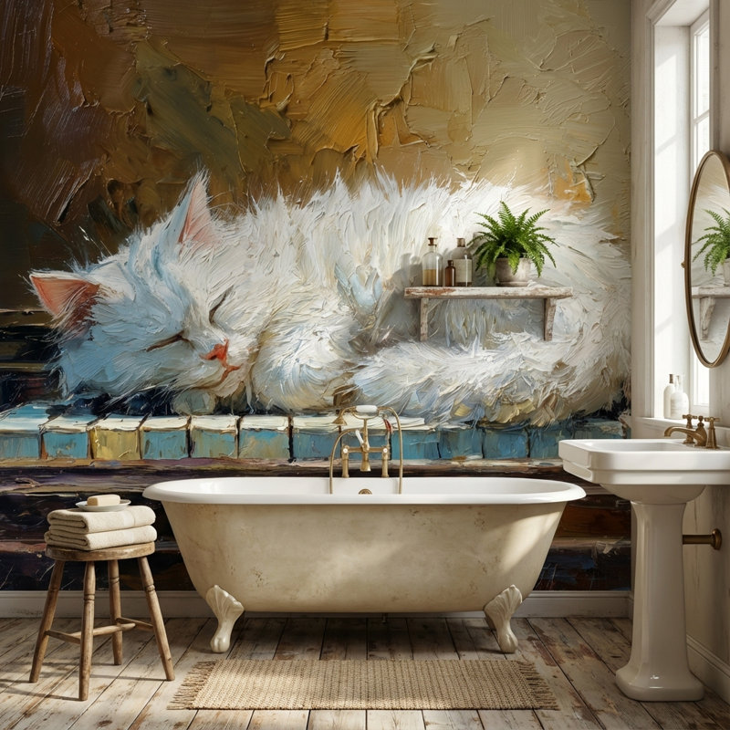 Décoration murale amovible Chat, 120"x96", Peler et coller