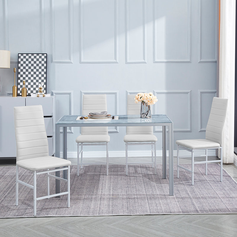 Ensemble repas pour 4 personnes Georgieann, Blanc