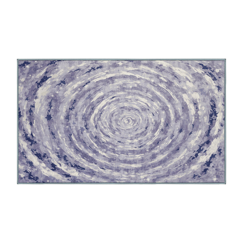 Machine Washable Blue Area Rug, Rectangle 5' x 7'
