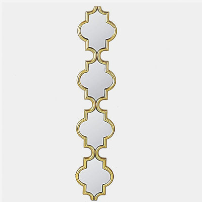 Miroir mural doré à quatre couches étroites, 9,5 x 1 x 47,2 po