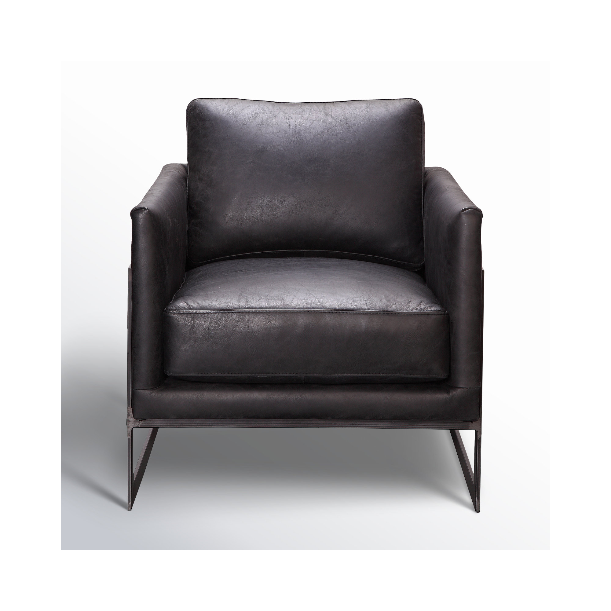 Oliver 27" Wide Armchair, Black Genuine Leather