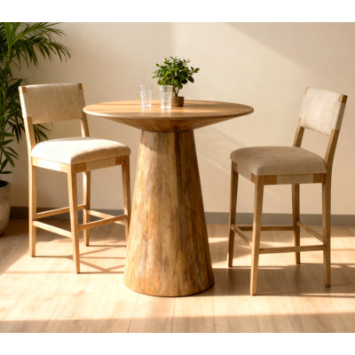 Ensemble de table de bar 36 po avec 2 chaises Clara en lin beige Jaden