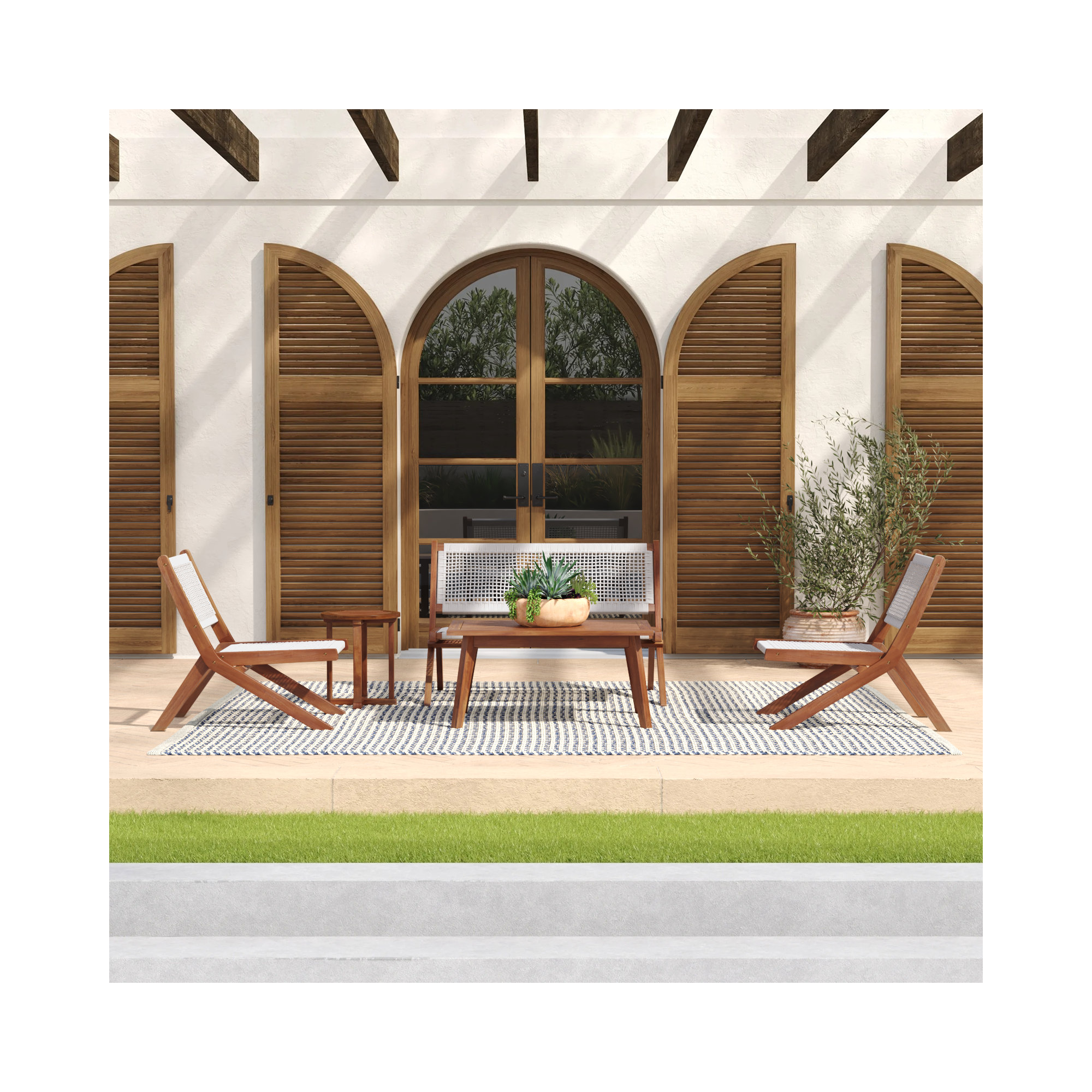 Kismet Outdoor Sofa Seating Group, Natural/White