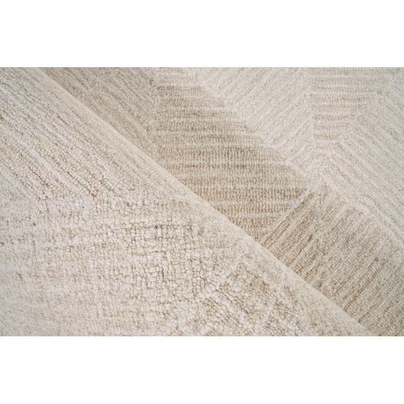 Caprice Geometric Handmade Tufted Area Rug, Beige/Ivory, Rectangle 9' x 12'