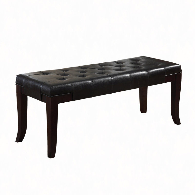 Linon Tufted Bench, Faux Leather, Espresso