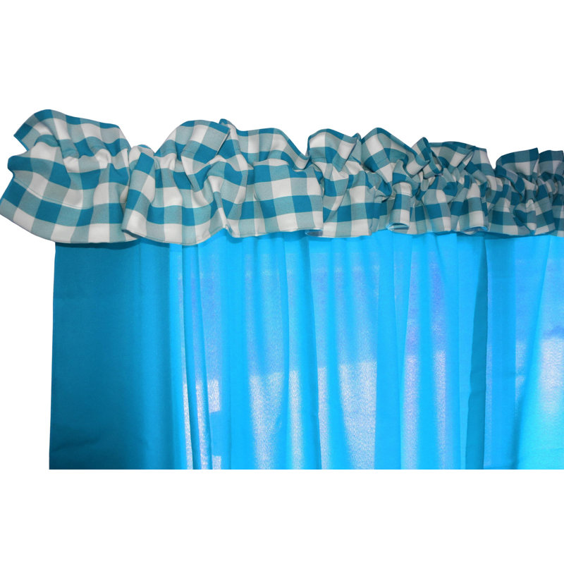 Cantonnière à carreaux sur mesure, L 120 po x L 9 po, Turquoise