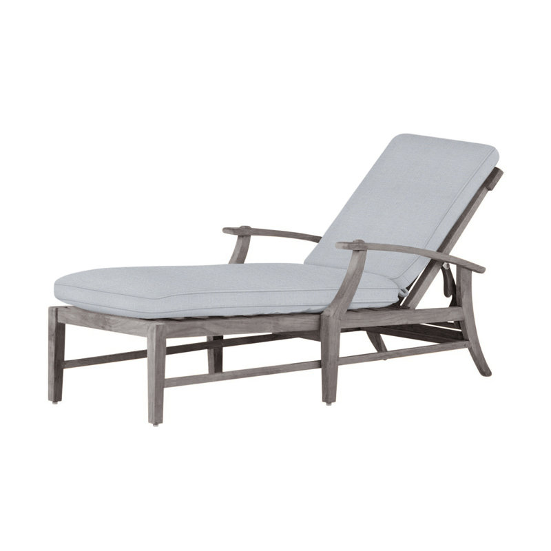 Chaise croquet en teck sans roulette - Huître, Welt, Teck huître, Lin chambray