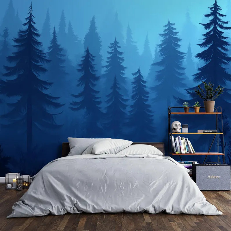 Misty Midnight Blue Forest, 108" L x 192" W