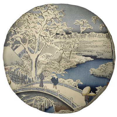 Utagawa Hiroshige Meguro Drum Bridge and Sunset Hill Floor Pillow