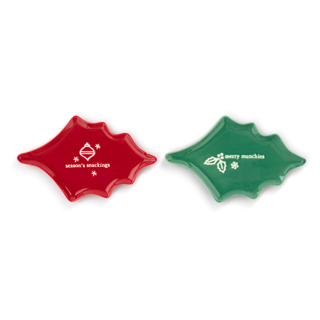 Holly Christmas Appetizer Plates - Set Of 2