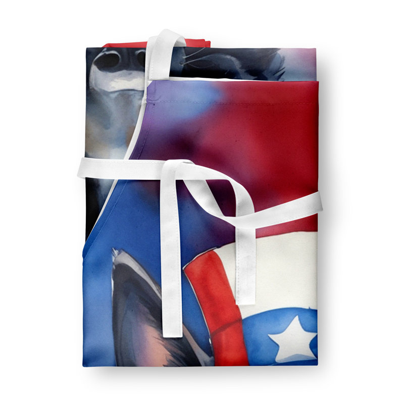 Patriotic American Apron, Black German Shepherd