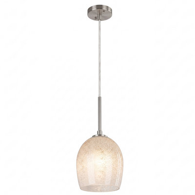 Suspension miniature en verre soufflé à la main, 1 lumière, nickel brossé, intensité variable, pour îlot de cuisine