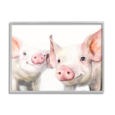 Paire de cochons roses, mignons animaux de la ferme, estampe numérique par George Dyachenko