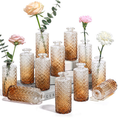 Loose Diamond Glass Vases Set of 12