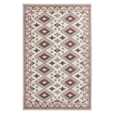Bungalow Rose Macfarlane Red/Beige Traditional Indoor Polypropylene/Polyester Area Rug