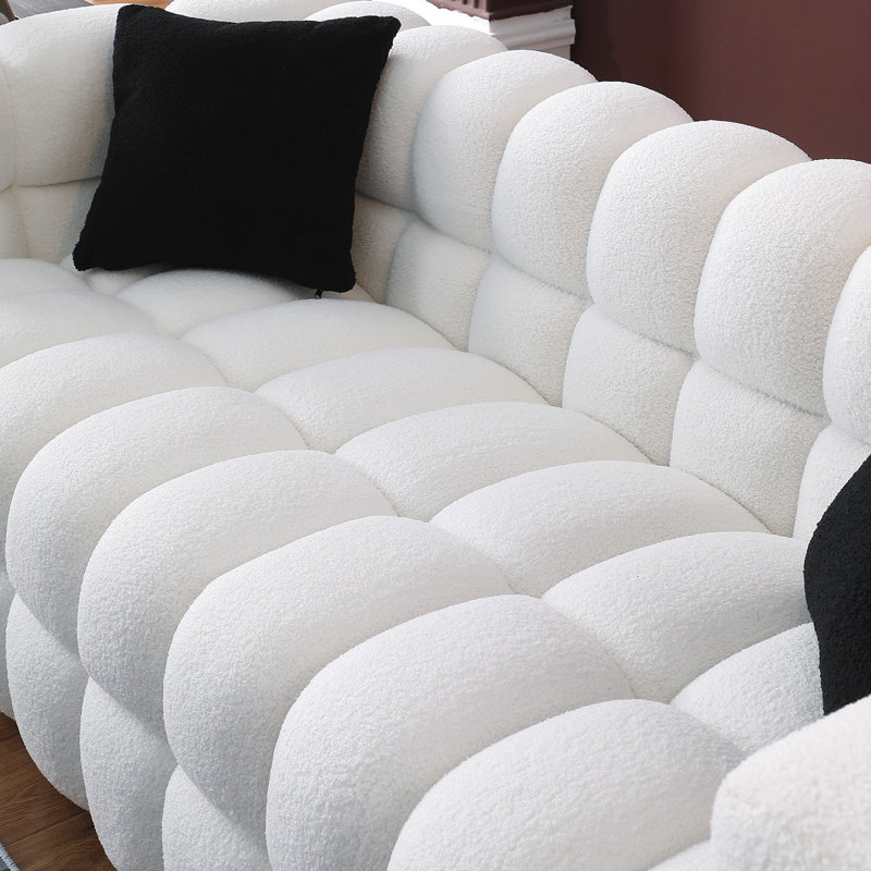 84.25'' Upholstered Sofa, White, 26.8" H x 84.25" W x 36" D